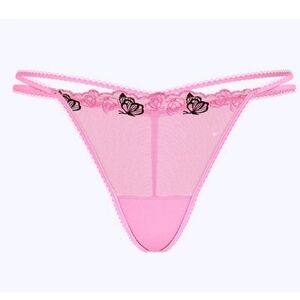 New VICTORIA’S SECRET 💕 PINK Wink Strappy Thong Panty Butterfly Lollipop Pink L